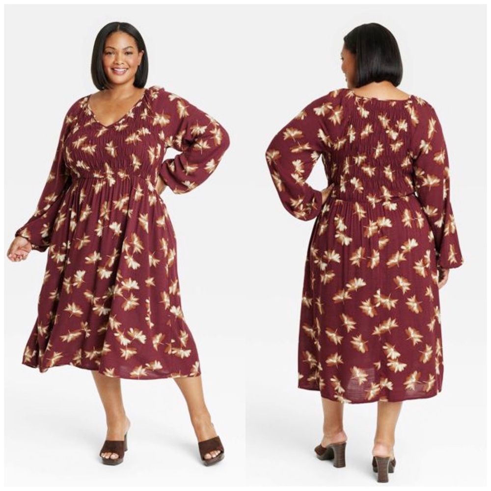 Ava & Viv : size : 1X : v-neck boho floral cottagecore maxi dress with pockets